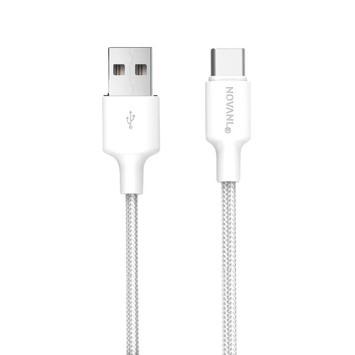 Witte gevlochten USB-A naar USB-C oplaadkabel